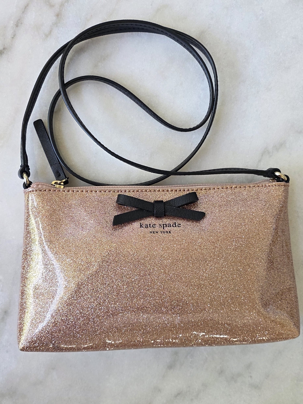 Kate Spade Mavis Street Amy Glitter Crossbody Bag Rose Gold - Picture 10 of 12